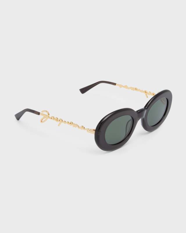 Les Lunettes Pralu Oval Acetate Sunglasses