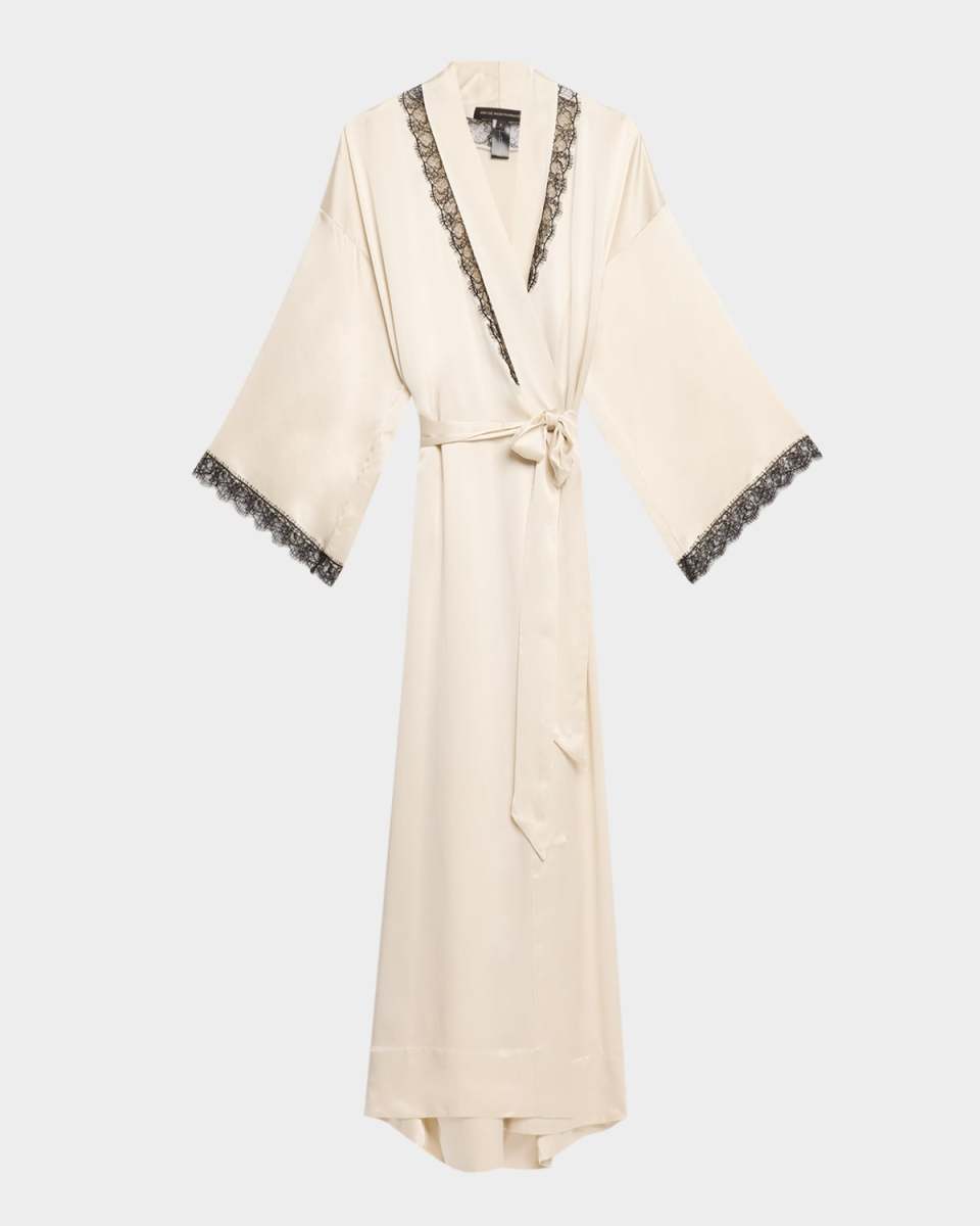 Lace-Trim Silk Robe