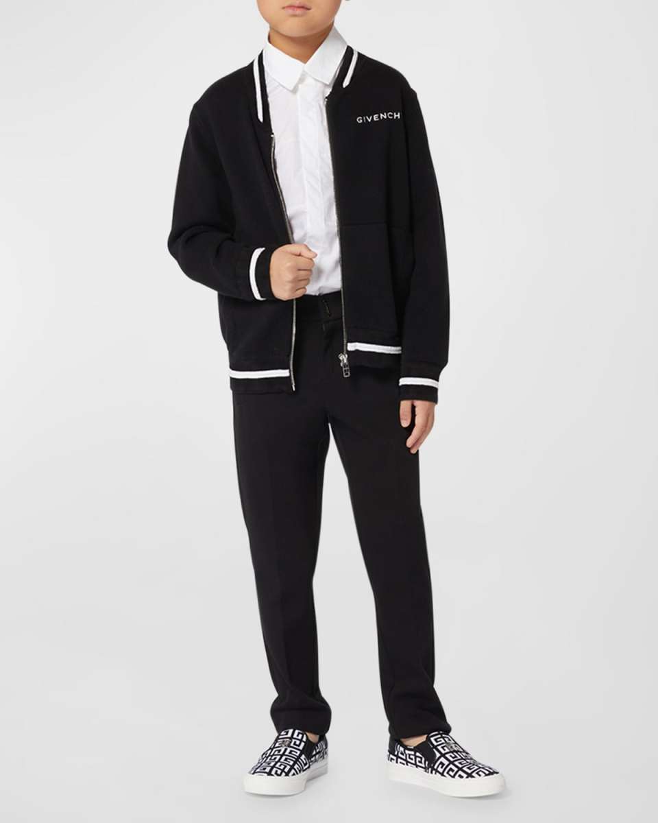 Boy's Logo-Print 4G Knitted Bomber Jacket, Size 4-