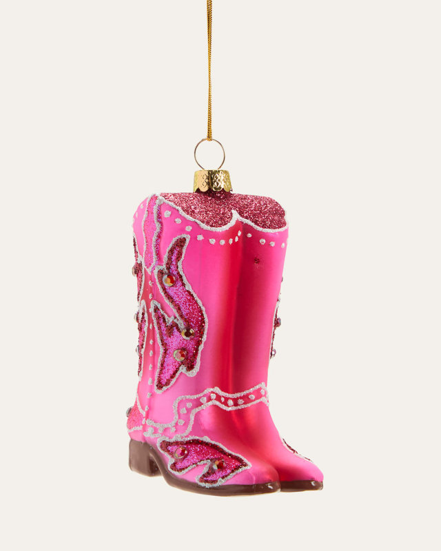 Cowgirl Boots Glass Ornament