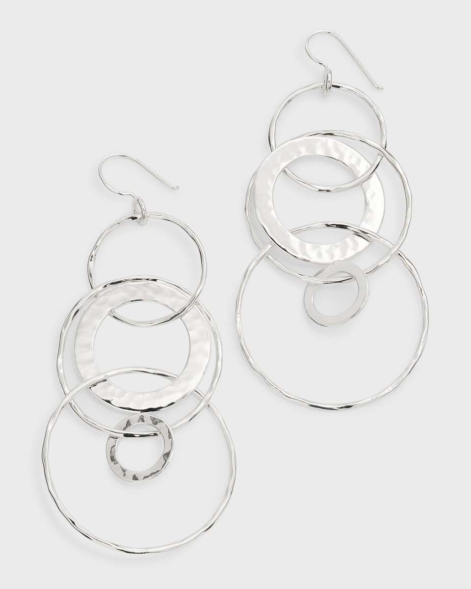 Jumbo Hammered Jet Set Earrings in Sterling Silver