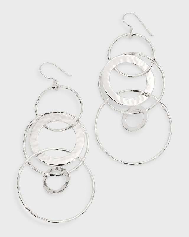 Jumbo Hammered Jet Set Earrings in Sterling Silver