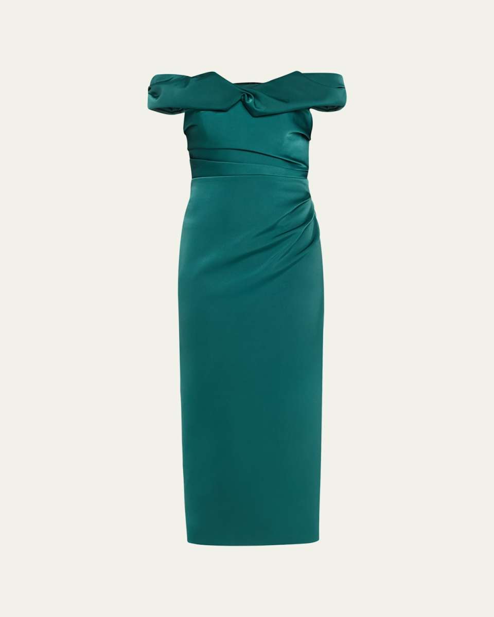 Daria Twisted Draped Off-The-Shoulder Midi Dress