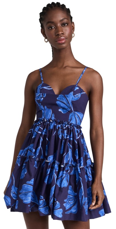 PatBO Nightflower Cotton Mini Dress Indigo