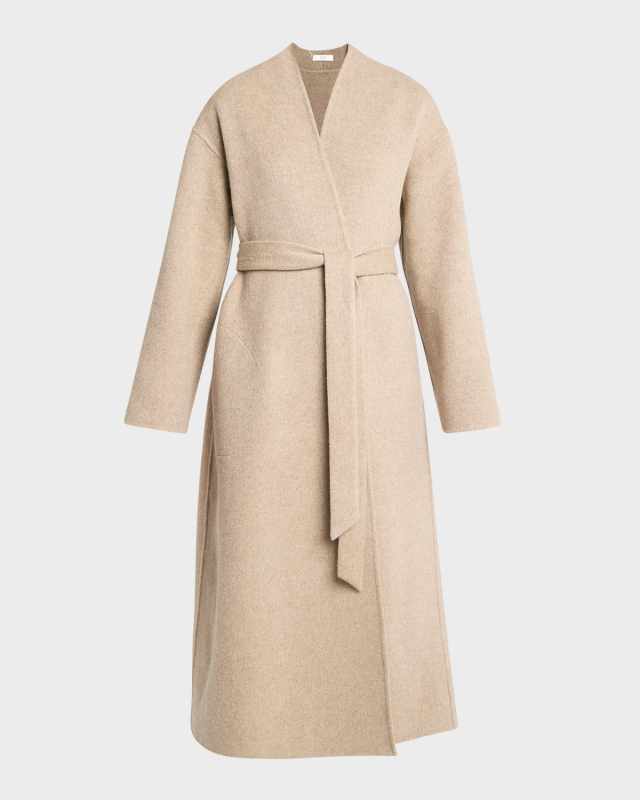 Double Wool-Cashmere Long Wrap Coat