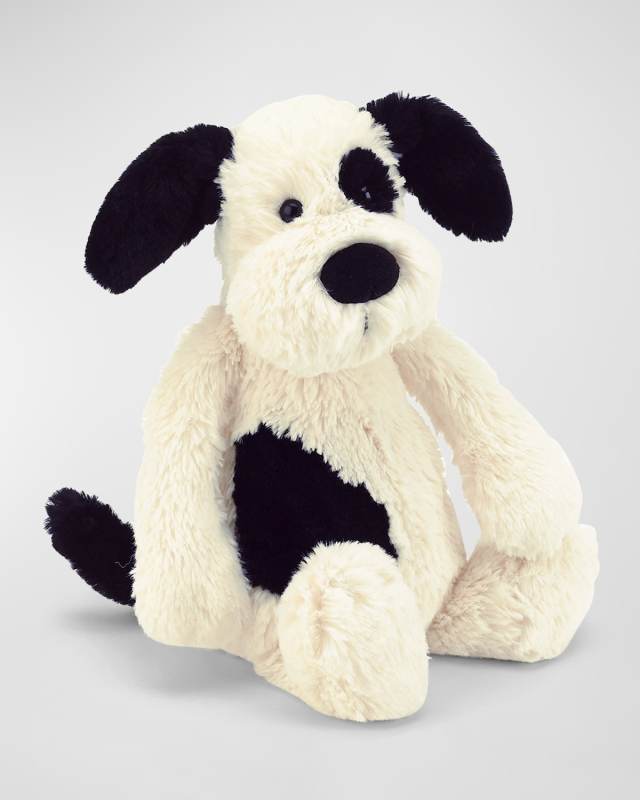 Medium Bashful Puppy Stuffed Animal, Black/White