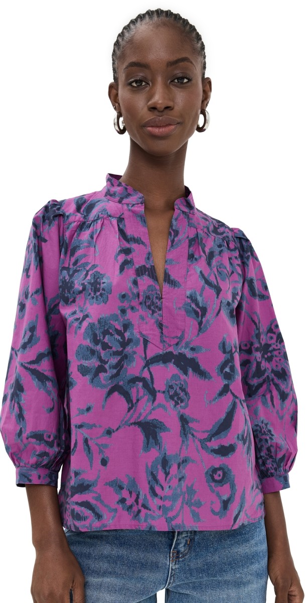 Figue Danilia Top Ikat Floral Royal Purple