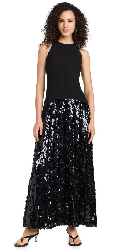 SIMONMILLER Memphis Crepe Sequin Dress Black