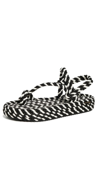BOHONOMAD Hawaii Rope Platform Sandals Black/White