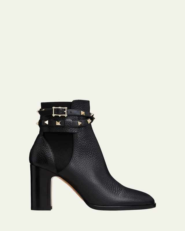 Rockstud Buckle-Wrap Ankle Booties