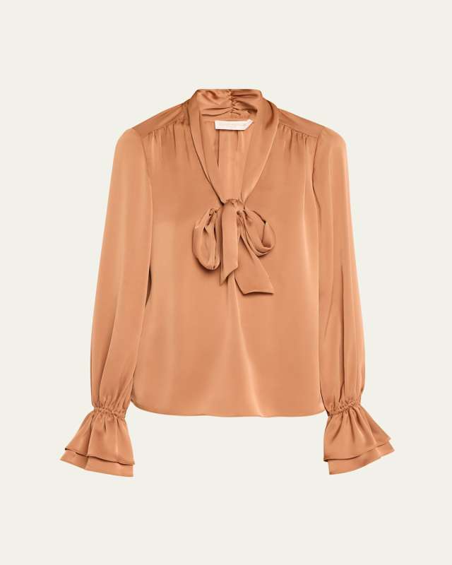 Tammy Satin Tie-Neck Blouse