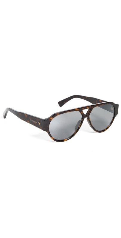 Bottega Veneta Bold Triangle Stud Pilot Sunglasses Havana-Havana-Grey