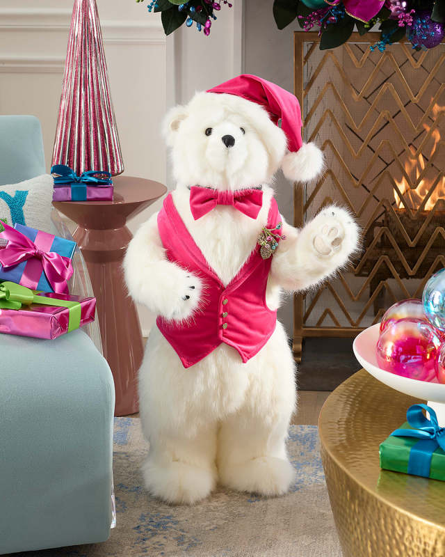 Joyful Joyful Standing White Diamond Polar Bear, 36"