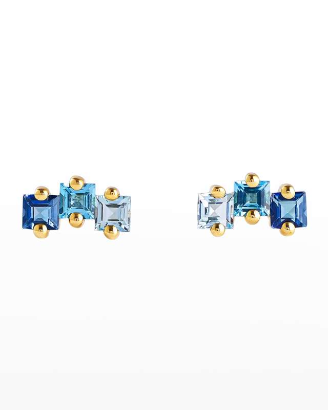 14K Yellow Gold Princess-Cut Earrings