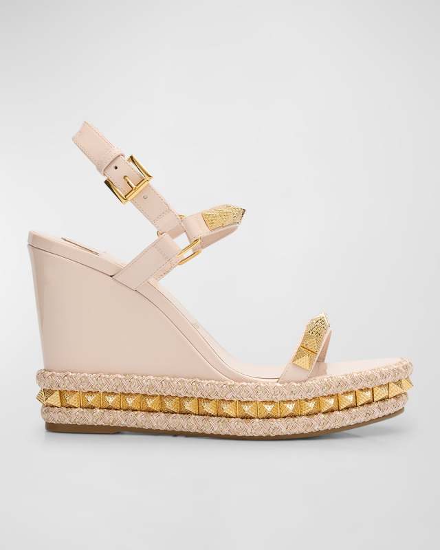 Pyraclou Metallic Spike Red Sole Wedge Sandals