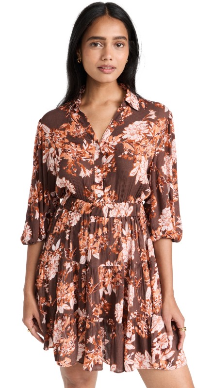 Playa Lucila Mini Dress Brown Floral
