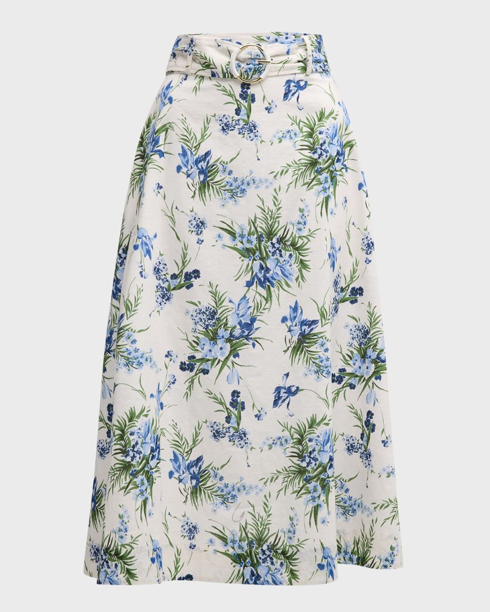 Arwen Floral Belted Midi Skirt