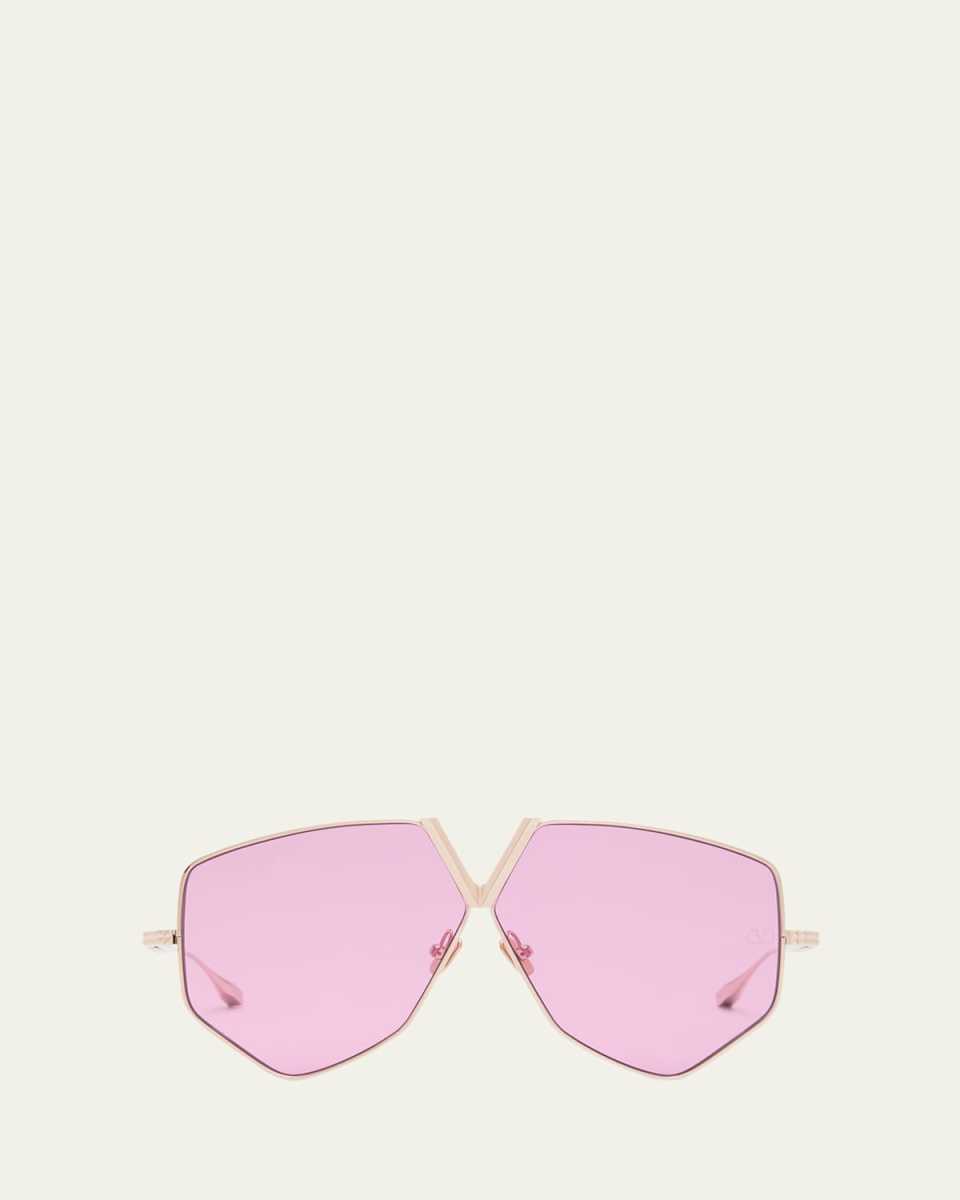 V-Hexagon Metal Alloy Aviator Sunglasses