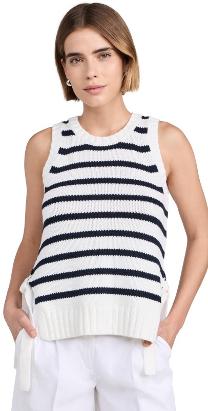 Splendid Zoey Tie Sweater Tank White/Navy
