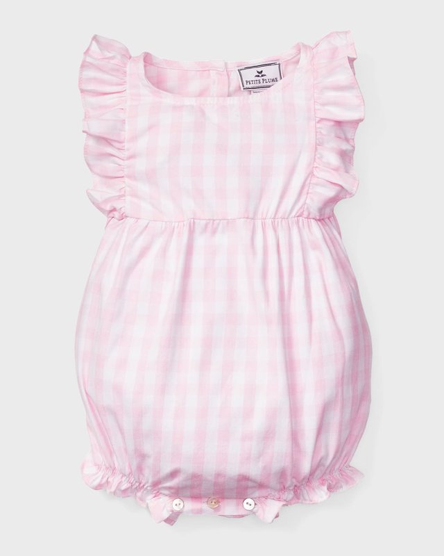 Girl's Pink Gingham Ruffled Romper, Size Newborn-24M