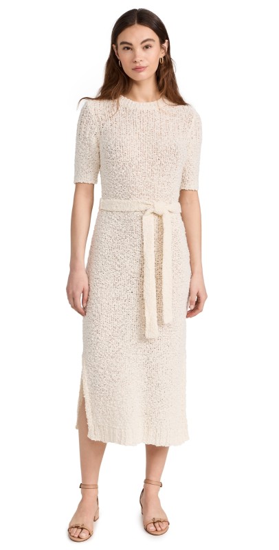 FRAME Mixed Stitch Sweater Dress Cream