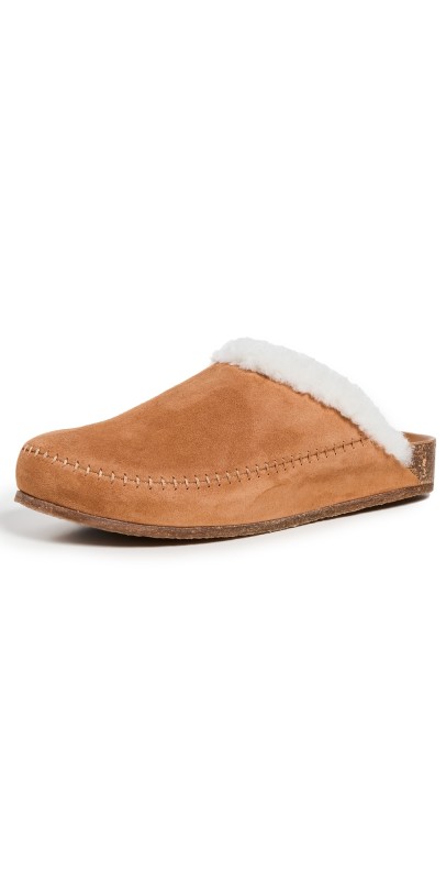 Jenni Kayne Shearling-Lined Moc Clogs Saddle