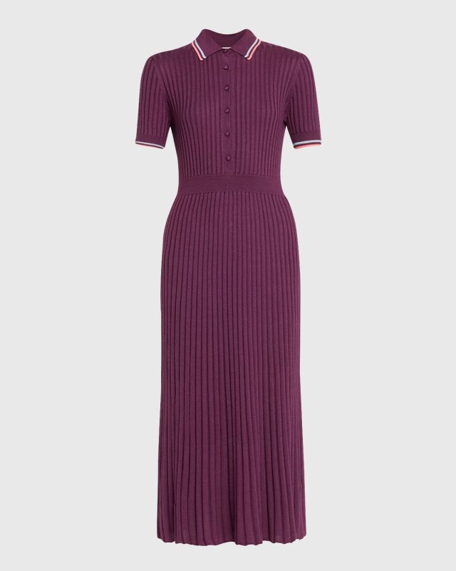 Eyot Short-Sleeve Cashmere Rib Maxi Polo Dress
