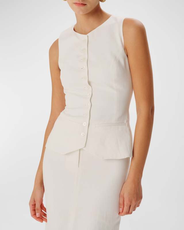 Palmina Tailored Cutaway Linen Vest