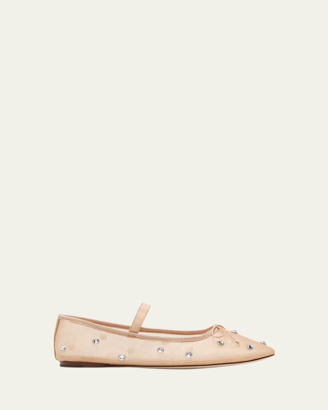 Leonie Crystal Mesh Ballerina Flats
