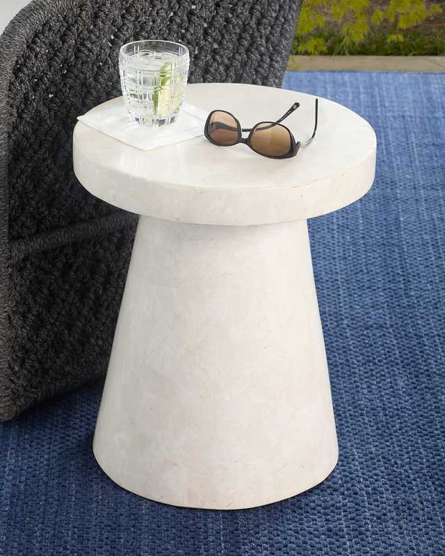 Foley Stone Outdoor Side Table, Short