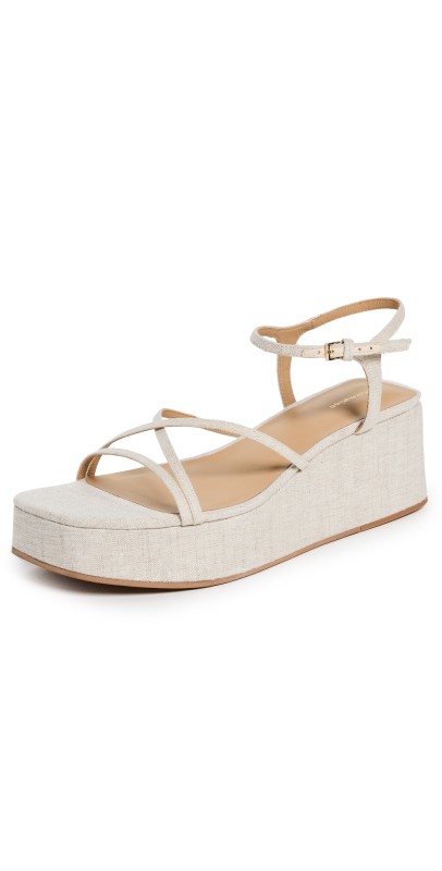 Reformation Zolanda Wedge Sandals Oatmeal