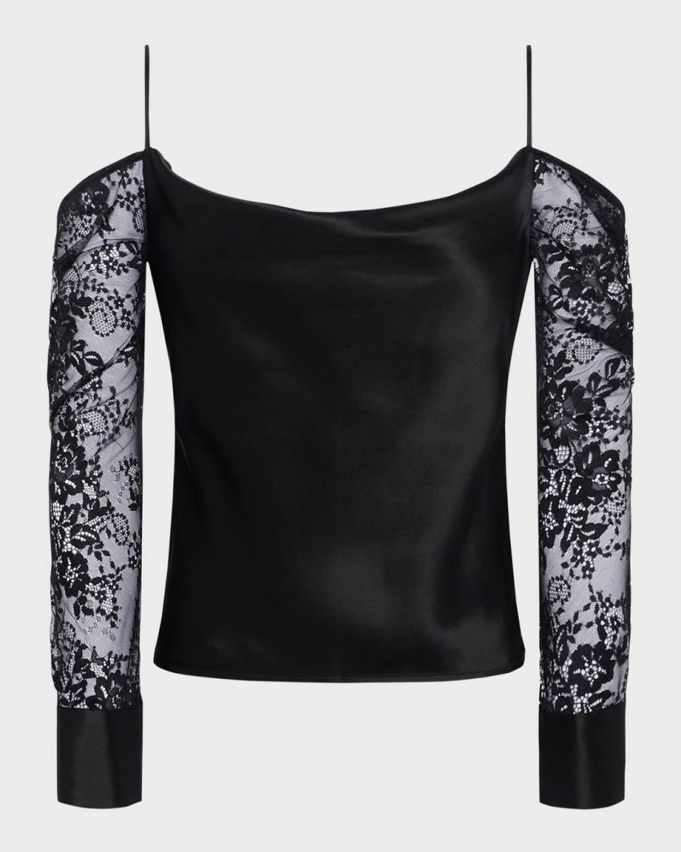Zion Cold-Shoulder Silk Blouse
