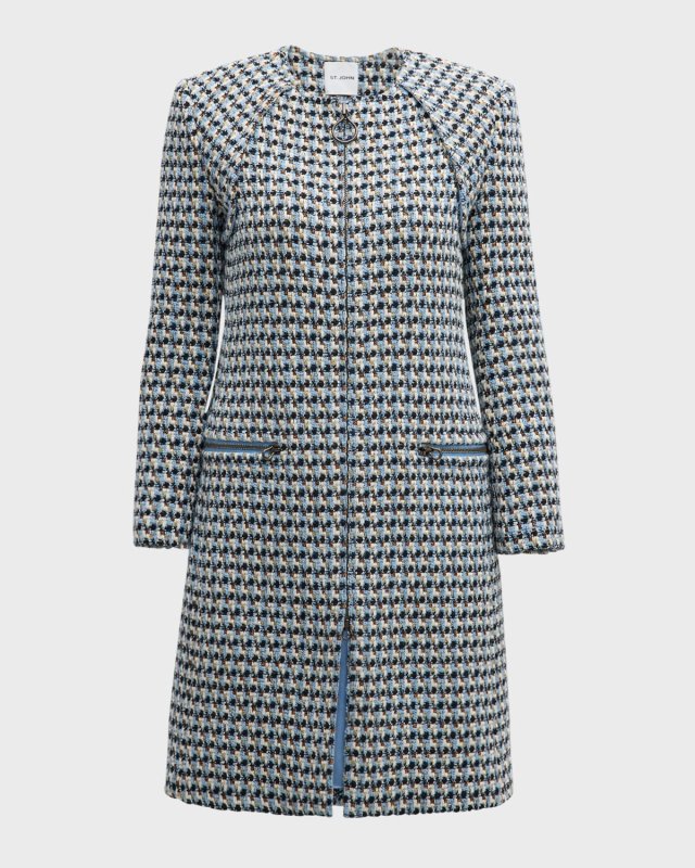 Italian Textured Metallic Tweed Zip Jacket