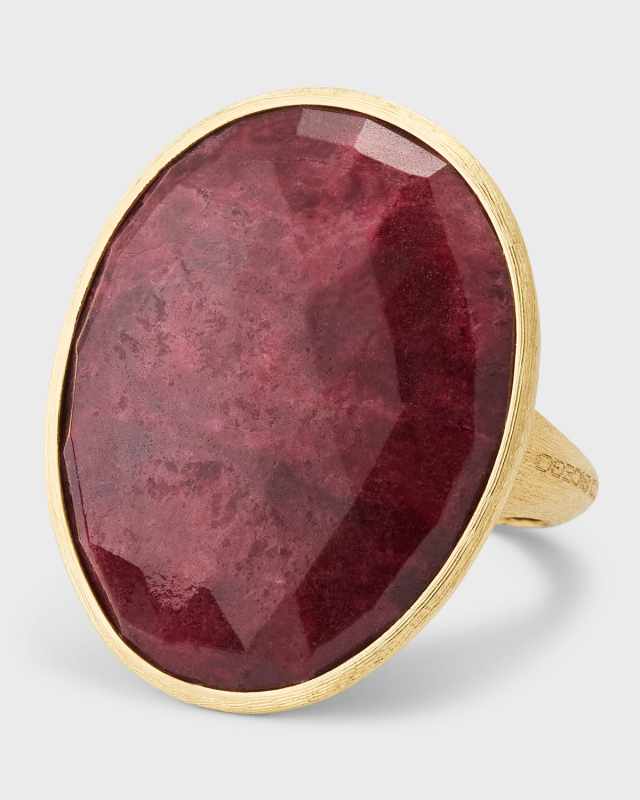 Lunaria 18K Yellow Gold Ring with Thulite, Size