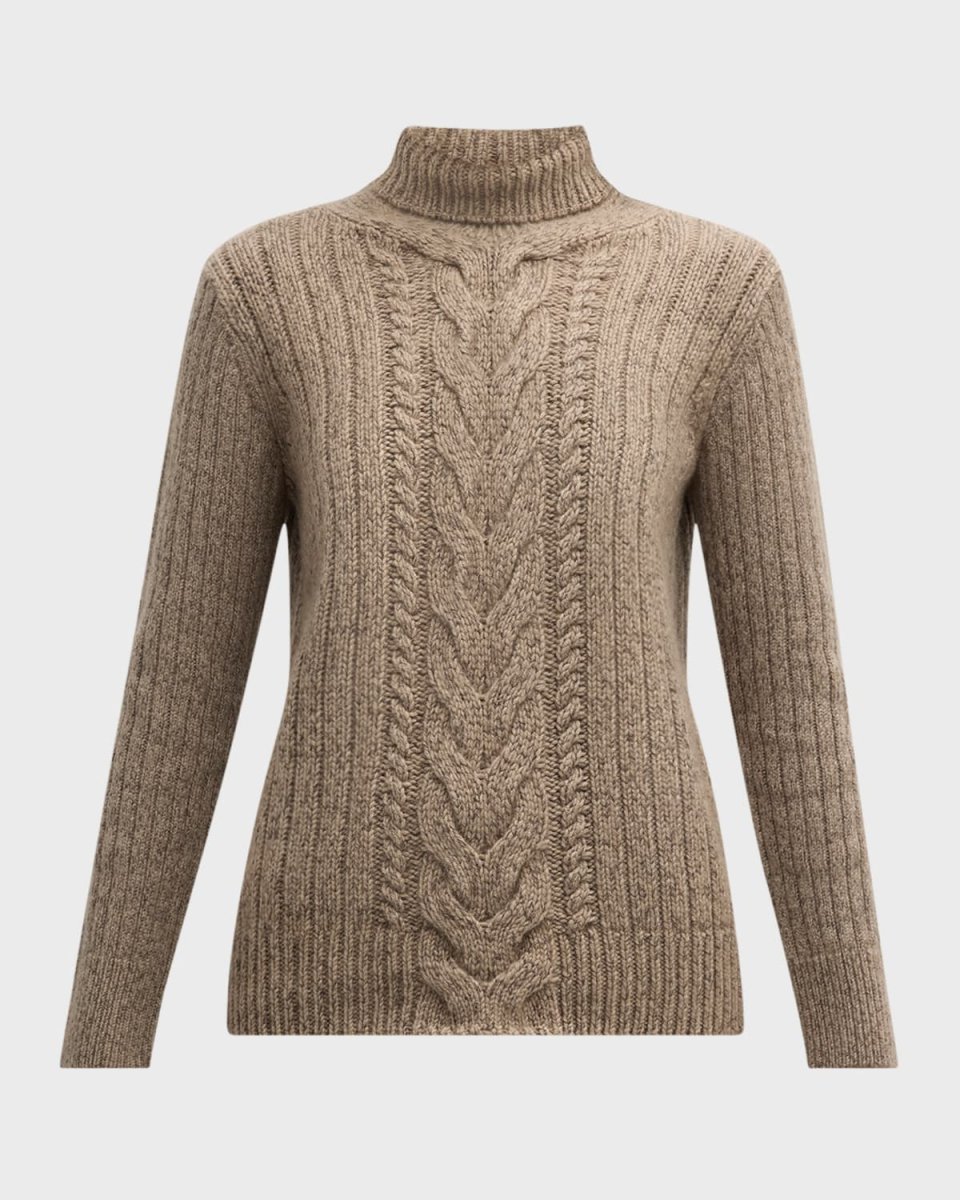 Cashmere Cable-Knit Turtleneck Sweater