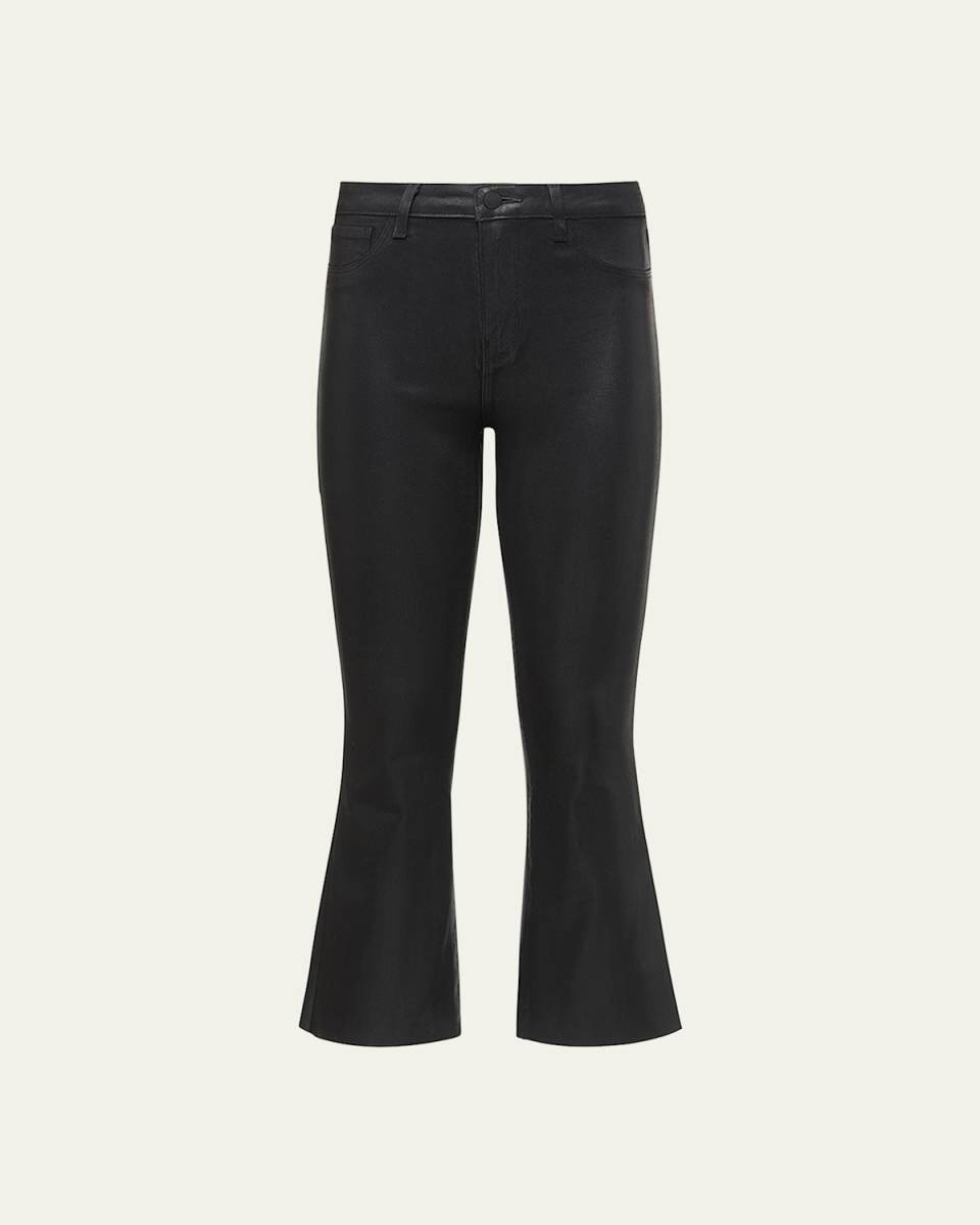 Kendra High-Rise Coated Crop Flare Jeans