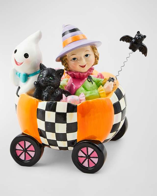 Trick or Treat Friends in Cart Figurine