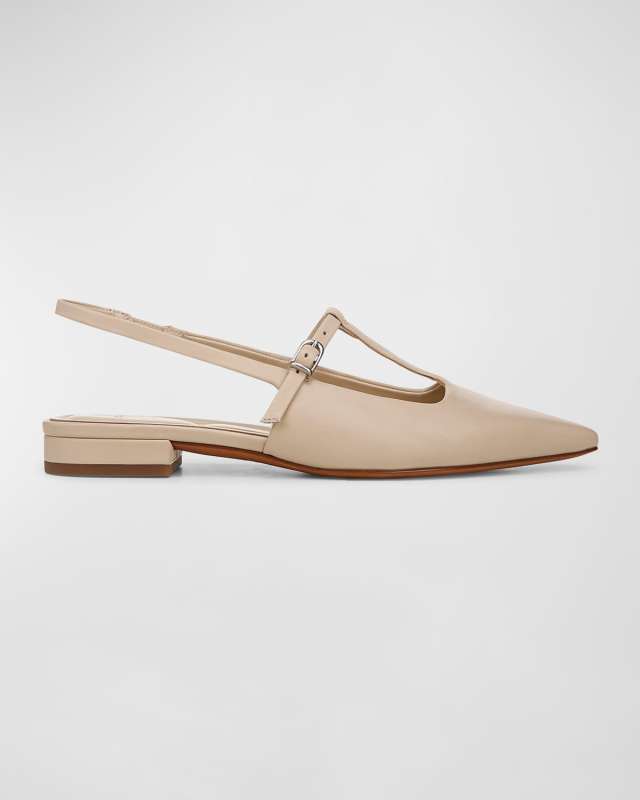 Iliana Leather T-Strap Ballerina Flats