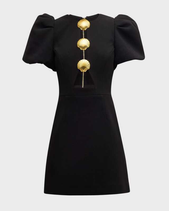 Sirene Shell-Embellished Cutout Mini Dress