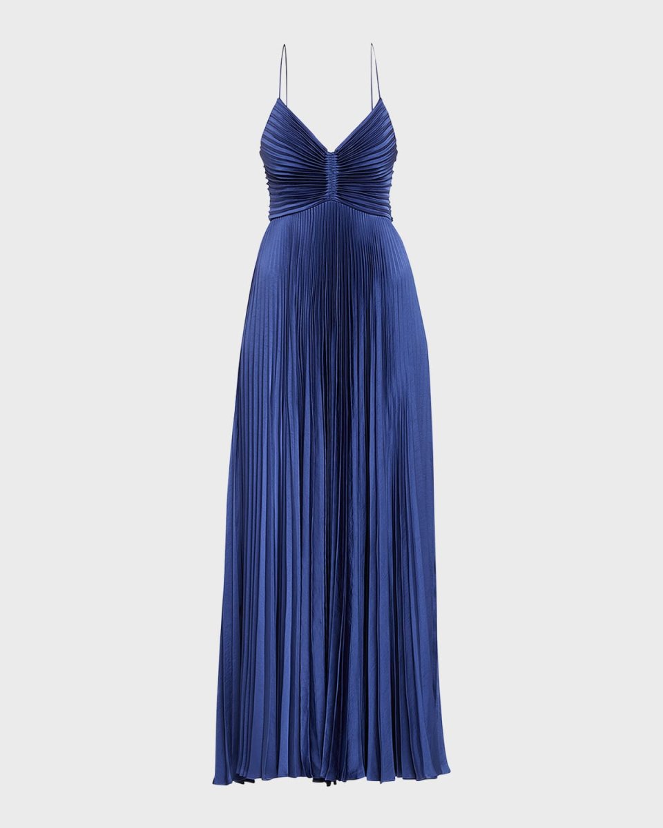 Aries Pleated Open-Back Maxi Dress