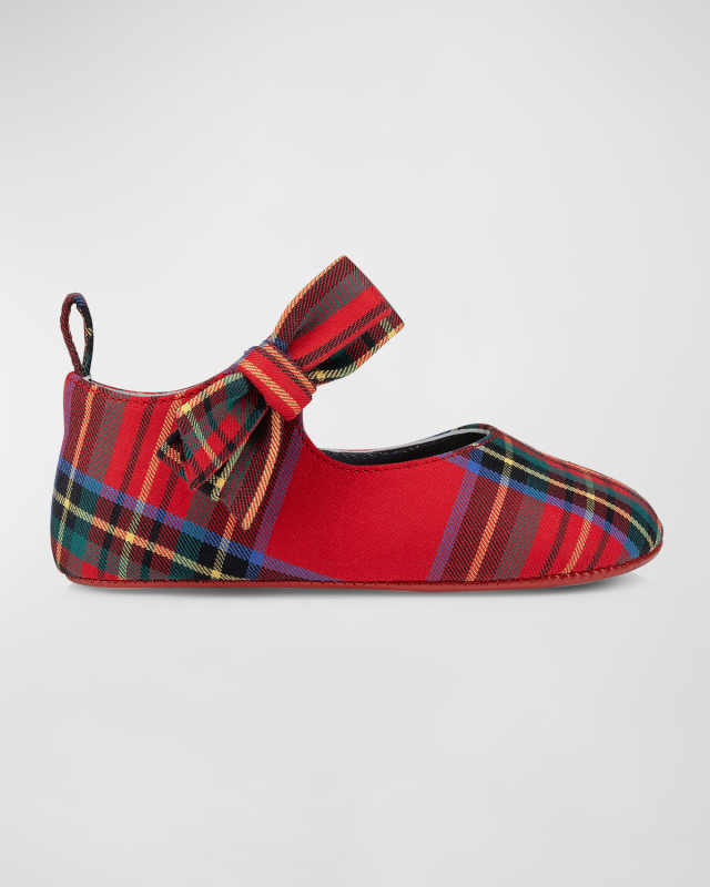 Girl's Tartan-Print Ballerina Flats,