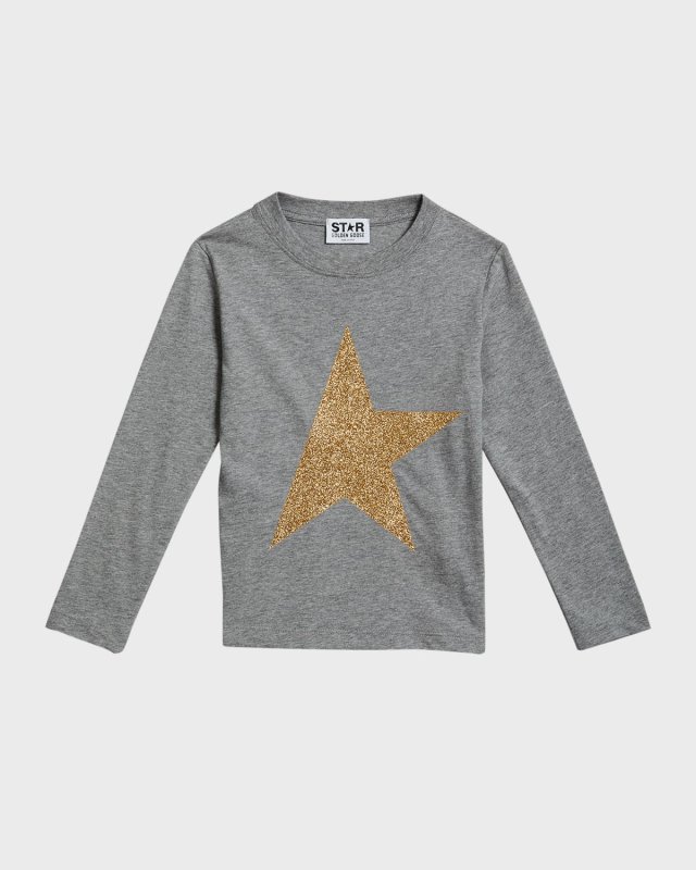 Girl's Long-Sleeve Star T-Shirt, Size 4-10