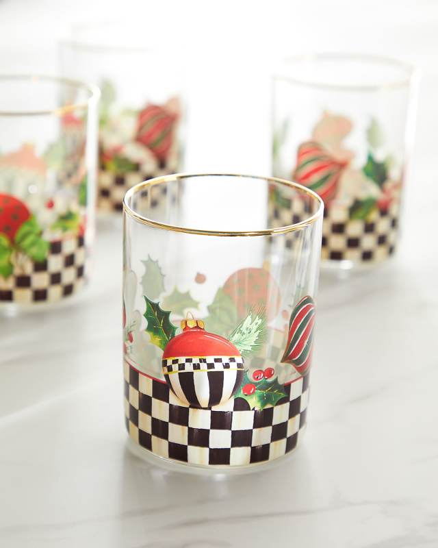 Deck the Halls Glass Tumblers, Set of 4
