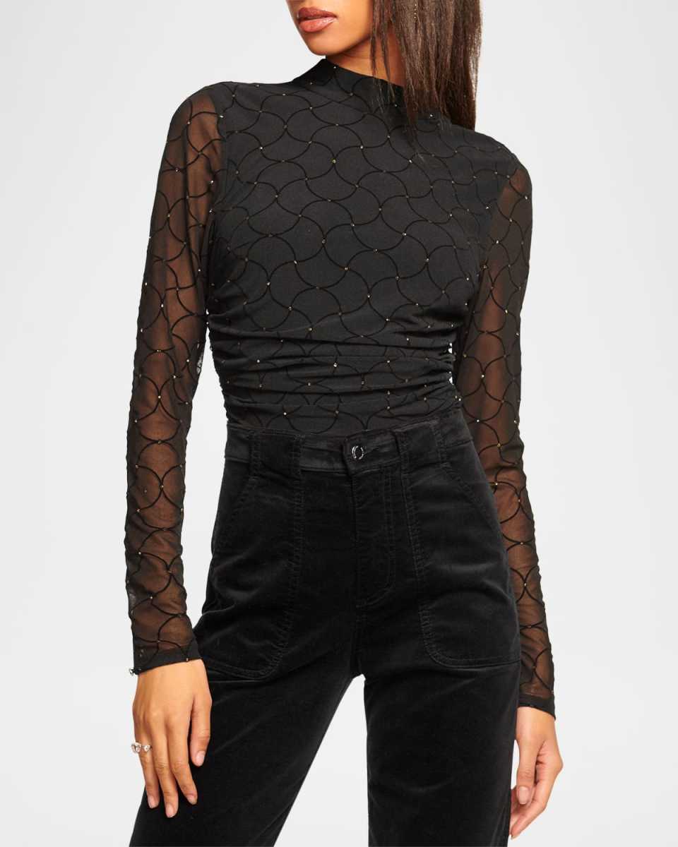 Opal Embellished Mock-Neck Blouse