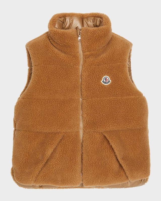 Boy's Colbricon Faux Fur Logo Embroidered Vest, Size 4-6