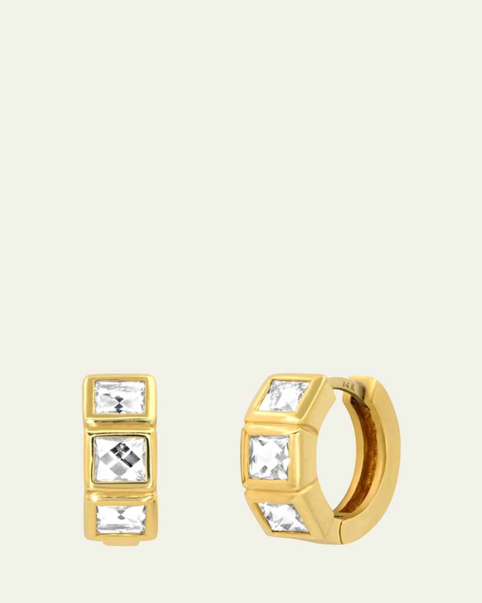14K Gold French-Cut Diamond Huggie Earrings