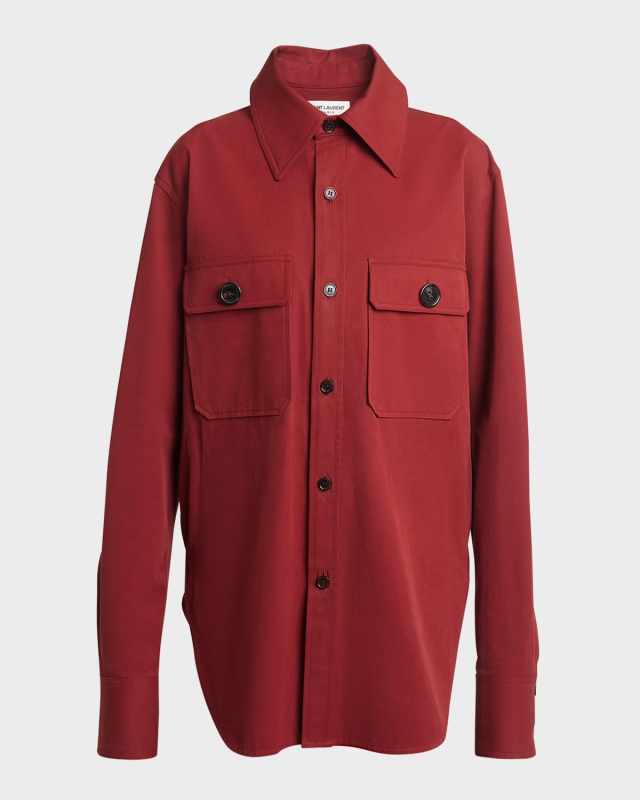 Chest-Pocket Collared Cotton Shirt