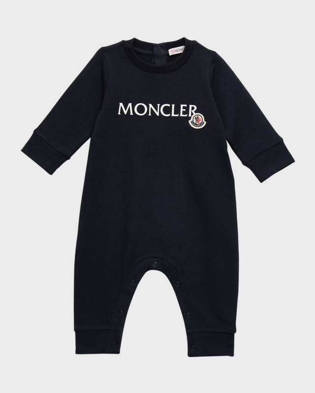 Boy's Logo Patch Coverall Romper, Size 6M-24